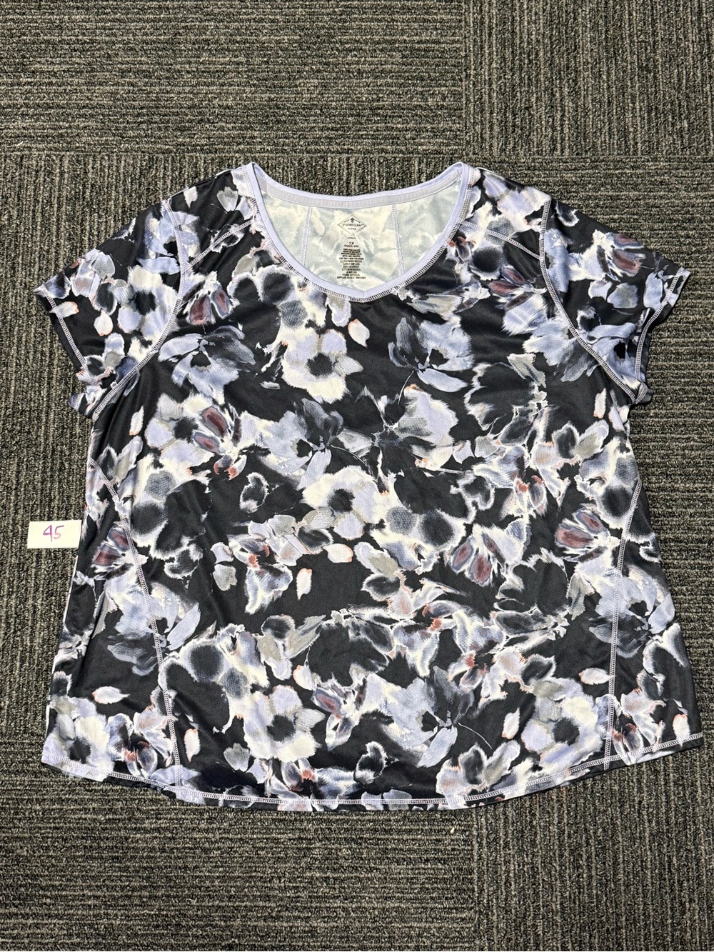 St. John's Bay Black Floral Short-Sleeve Active Tee